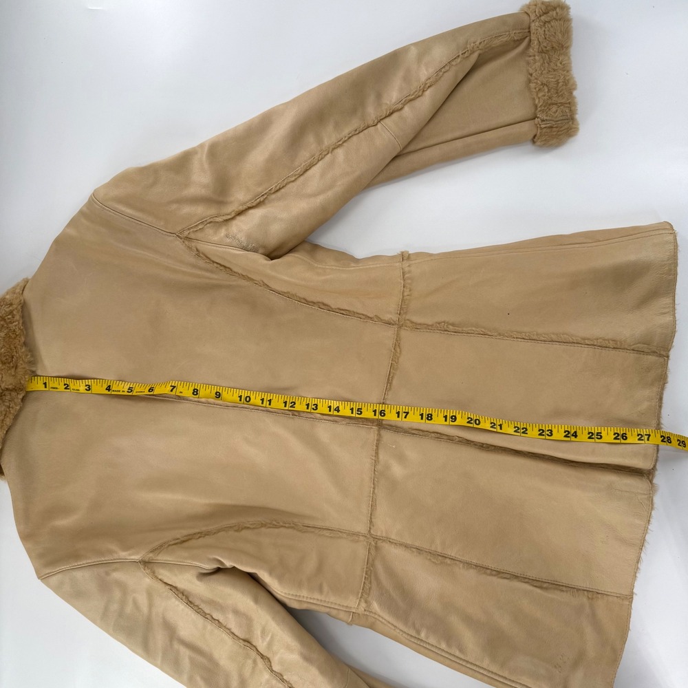 Leather Limited Shearling Coat Womens Medium Tan Good Penny Lane Genuine Leather - Picture 9 of 13